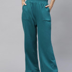 Women Teal Blue Solid Track Pants