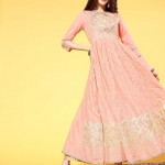 Women Beautiful Peach Cotton Bling it On Kurta